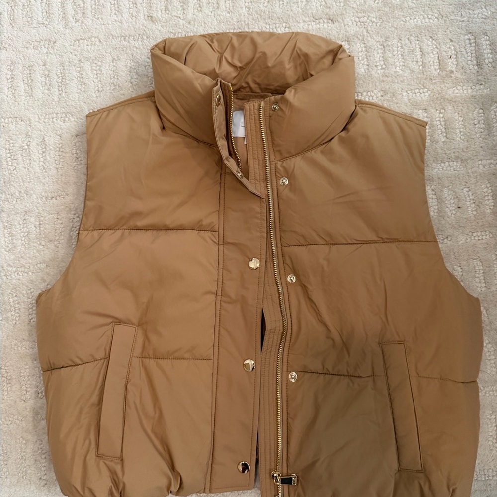LOFT Camel Puffer Vest